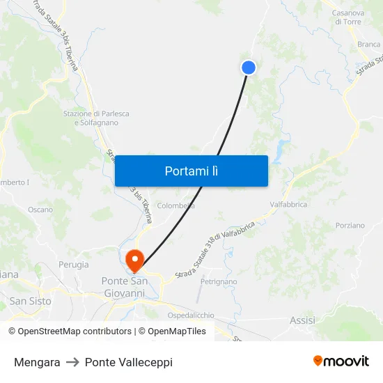 Mengara to Ponte Valleceppi map