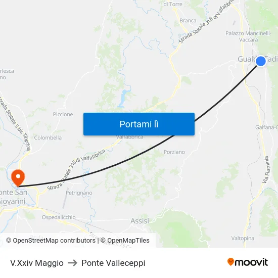 V.Xxiv Maggio to Ponte Valleceppi map