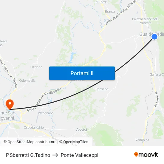P.Sbarretti G.Tadino to Ponte Valleceppi map