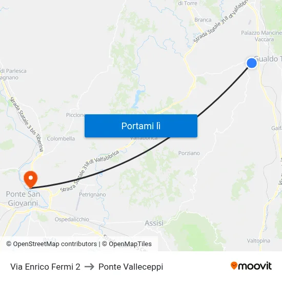 Via Enrico Fermi 2 to Ponte Valleceppi map