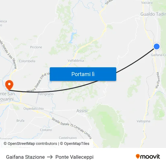 Gaifana Stazione to Ponte Valleceppi map