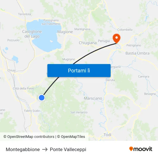 Montegabbione to Ponte Valleceppi map