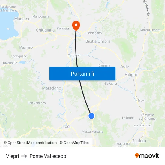 Viepri to Ponte Valleceppi map
