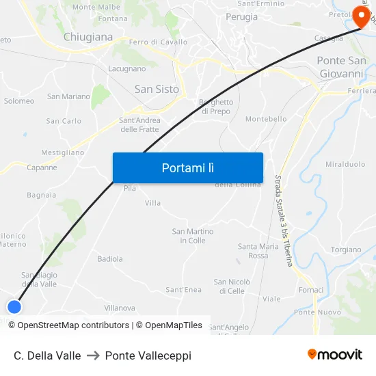 C. Della Valle to Ponte Valleceppi map