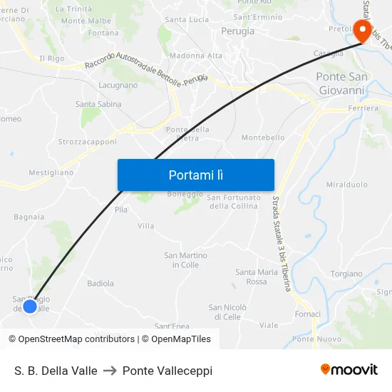 S. B. Della Valle to Ponte Valleceppi map
