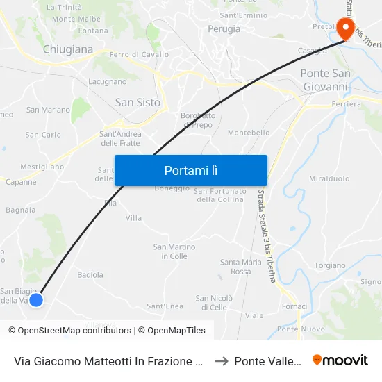 Via Giacomo Matteotti In Frazione San Biagio to Ponte Valleceppi map