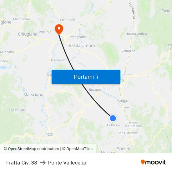 Fratta  Civ. 38 to Ponte Valleceppi map