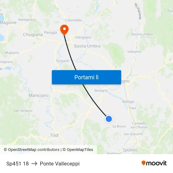 Sp451 18 to Ponte Valleceppi map