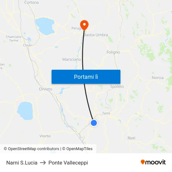 Narni S.Lucia to Ponte Valleceppi map