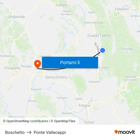 Boschetto to Ponte Valleceppi map