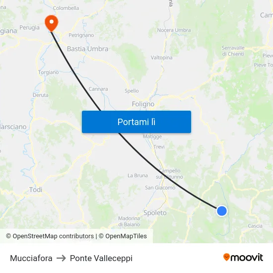Mucciafora to Ponte Valleceppi map