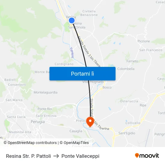 Resina Str. P. Pattoli to Ponte Valleceppi map