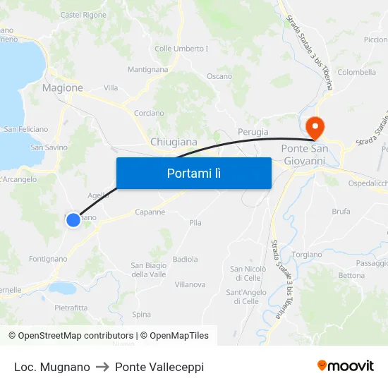 Loc. Mugnano to Ponte Valleceppi map