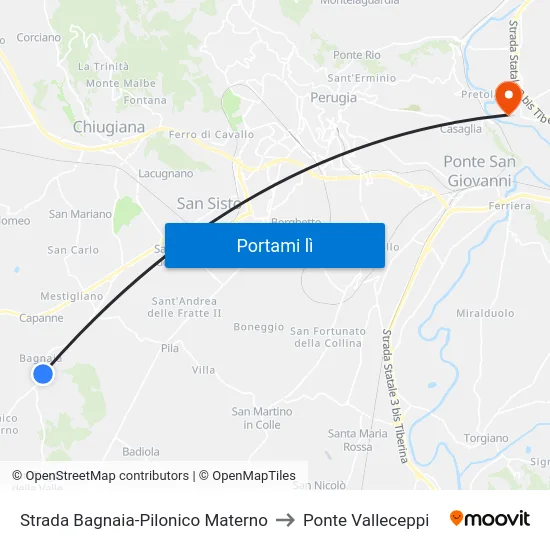 Strada Bagnaia-Pilonico Materno to Ponte Valleceppi map