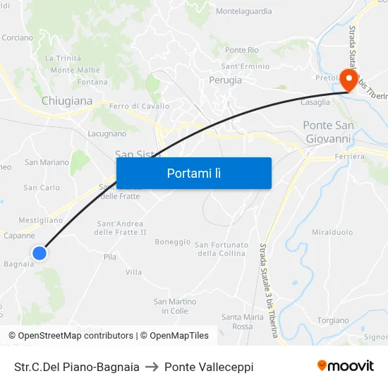 Str.C.Del Piano-Bagnaia to Ponte Valleceppi map