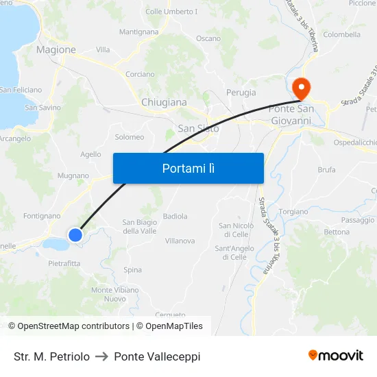 Str. M. Petriolo to Ponte Valleceppi map