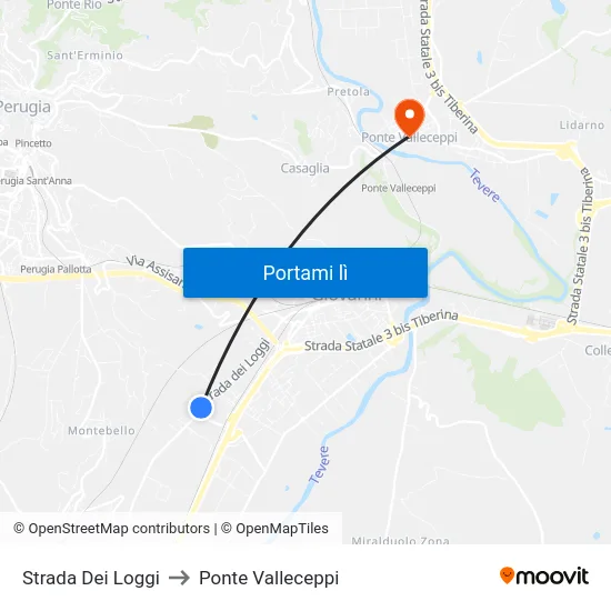 Strada Dei Loggi to Ponte Valleceppi map