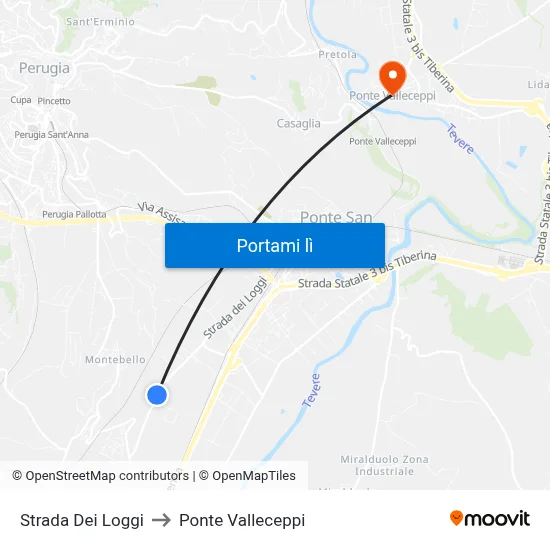 Strada Dei Loggi to Ponte Valleceppi map