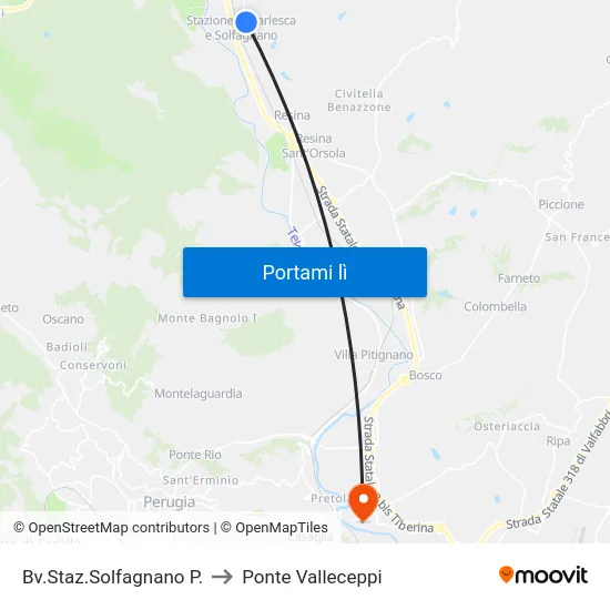 Bv.Staz.Solfagnano P. to Ponte Valleceppi map