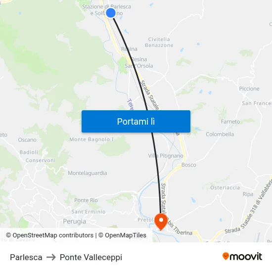 Parlesca to Ponte Valleceppi map