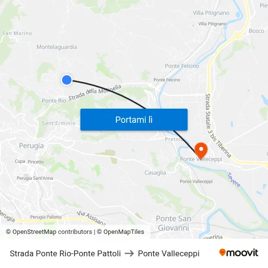 Strada Ponte Rio-Ponte Pattoli to Ponte Valleceppi map