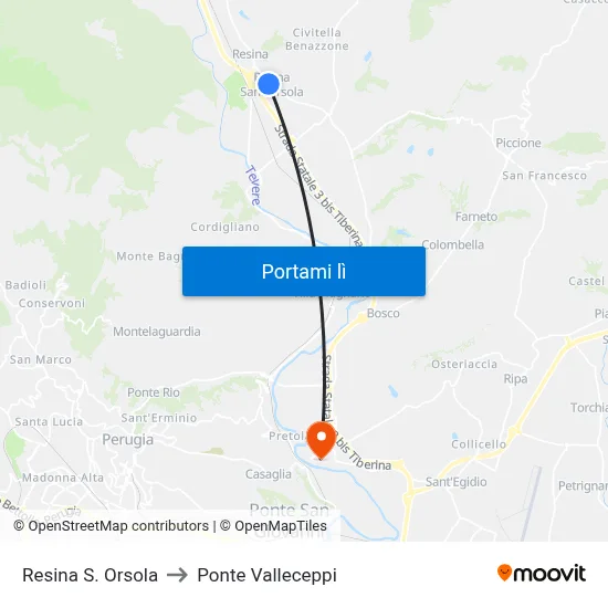 Resina S. Orsola to Ponte Valleceppi map