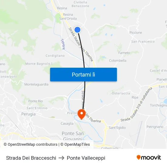 Strada Dei Bracceschi to Ponte Valleceppi map