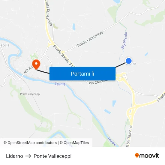 Lidarno to Ponte Valleceppi map