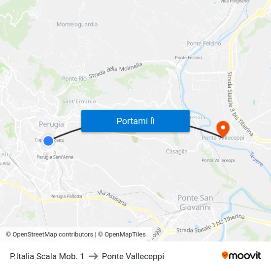 P.Italia Scala Mob. 1 to Ponte Valleceppi map