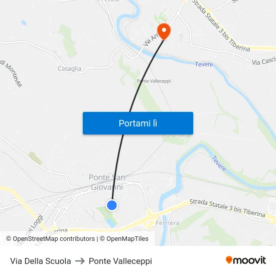 Via Della Scuola to Ponte Valleceppi map