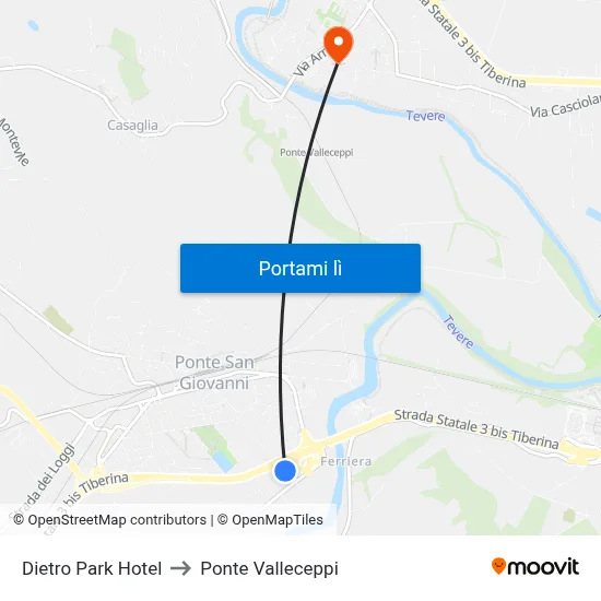 Dietro Park Hotel to Ponte Valleceppi map