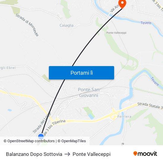 Balanzano Dopo Sottovia to Ponte Valleceppi map