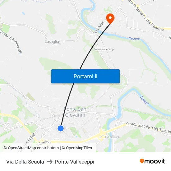 Via Della Scuola to Ponte Valleceppi map
