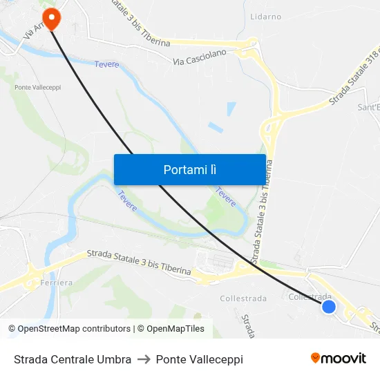 Strada Centrale Umbra to Ponte Valleceppi map