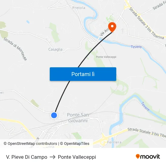 V. Pieve Di Campo to Ponte Valleceppi map