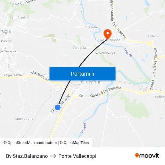 Bv.Staz.Balanzano to Ponte Valleceppi map