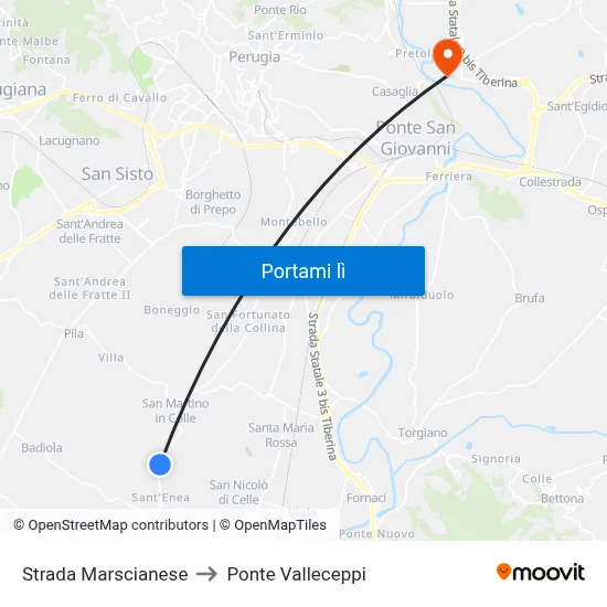 Strada Marscianese to Ponte Valleceppi map