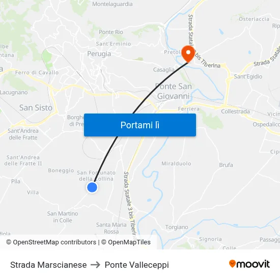 Strada Marscianese to Ponte Valleceppi map
