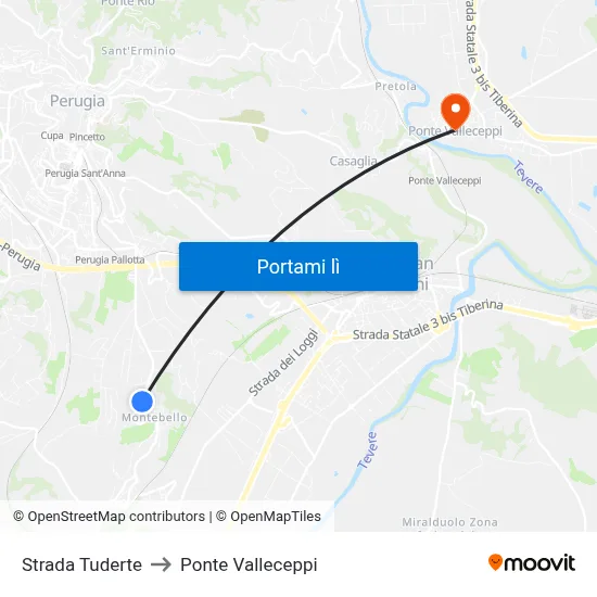 Strada Tuderte to Ponte Valleceppi map