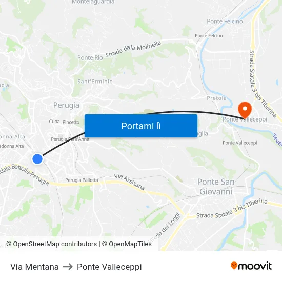 Via Mentana to Ponte Valleceppi map