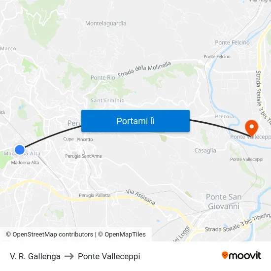 V. R. Gallenga to Ponte Valleceppi map