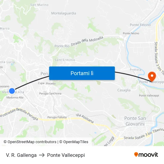 V. R. Gallenga to Ponte Valleceppi map