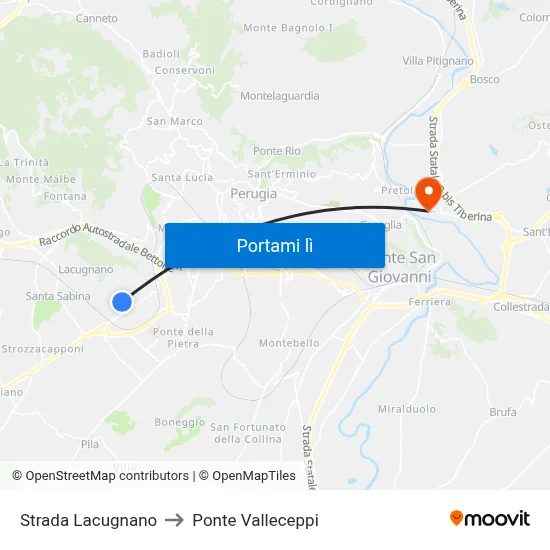 Strada Lacugnano to Ponte Valleceppi map