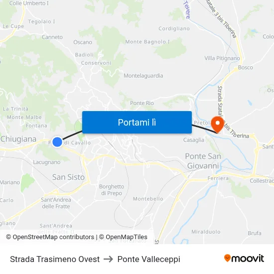 Strada Trasimeno Ovest to Ponte Valleceppi map