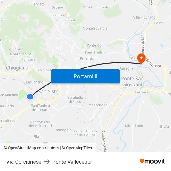 Via Corcianese to Ponte Valleceppi map