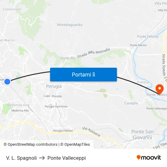 V. L. Spagnoli to Ponte Valleceppi map