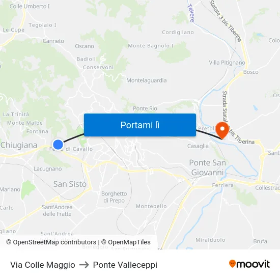 Via Colle Maggio to Ponte Valleceppi map