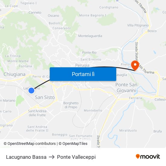 Lacugnano Bassa to Ponte Valleceppi map