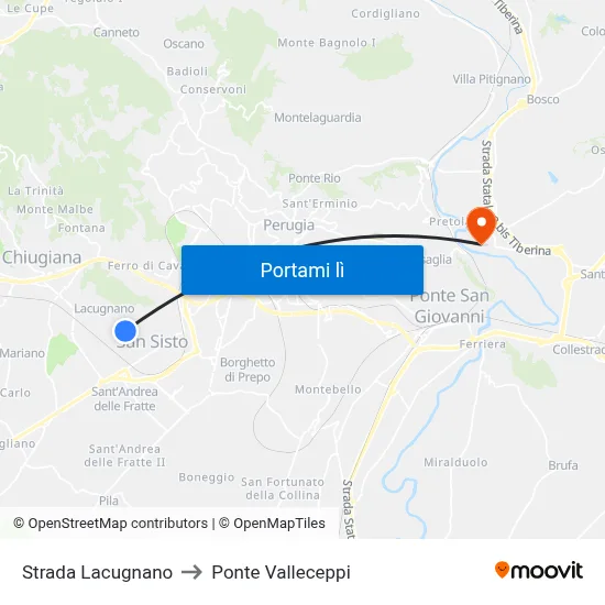 Strada Lacugnano to Ponte Valleceppi map