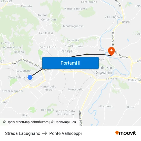 Strada Lacugnano to Ponte Valleceppi map